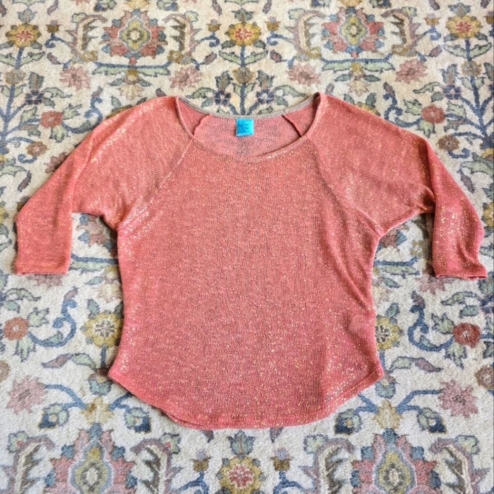 h.i.p. Happening in the Present Pink and Gold Speckled Knit Sweater Junior's S